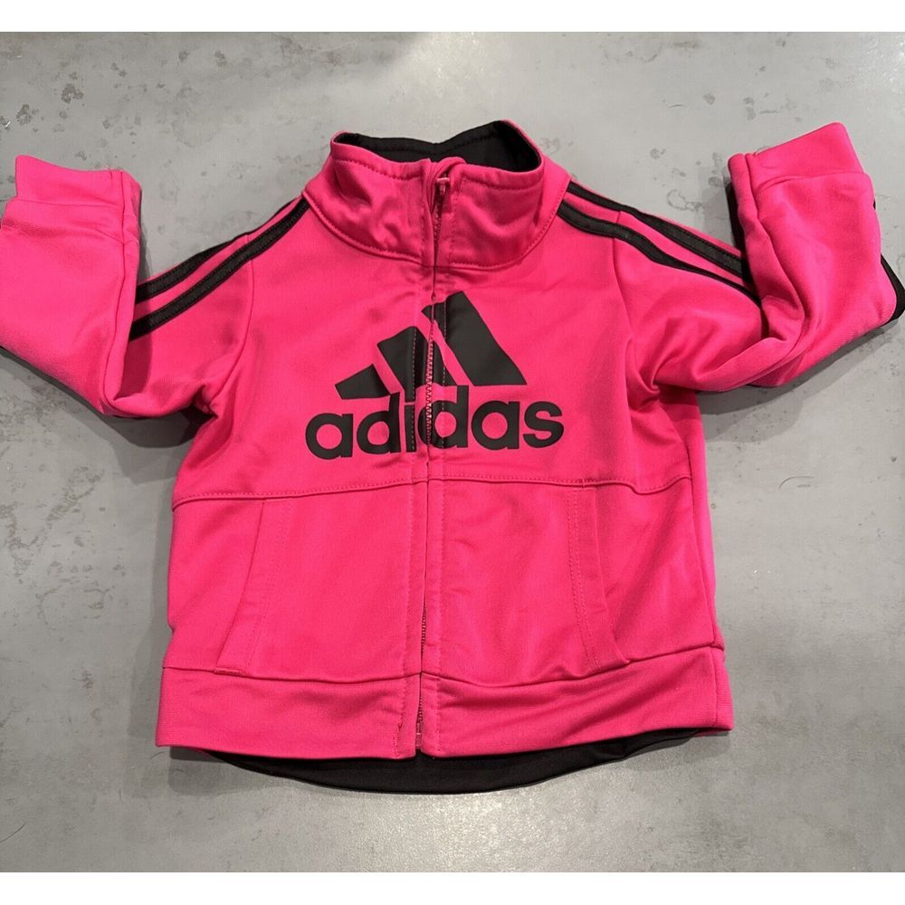 Adidas Jacket Girls toddlers Sz 6 Months Full Zip Pink